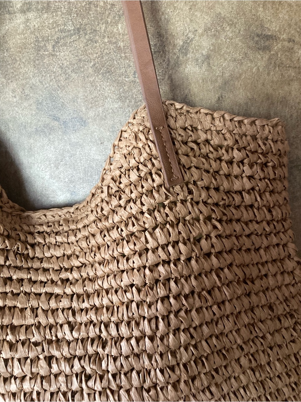 Studio Collection Medium Woven Straw Tote Handbag + Gold Hardwear - Picture 7 of 9